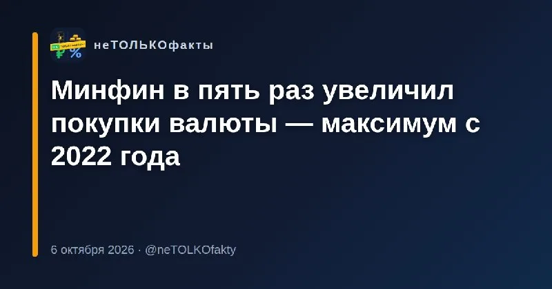 Минфин в пять раз увеличил покупки валюты — максимум с 2022 года