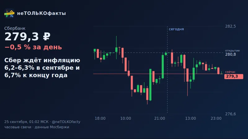 Сбер ждёт инфляцию 6,2–6,3% в сентябре и 6,7% к концу года