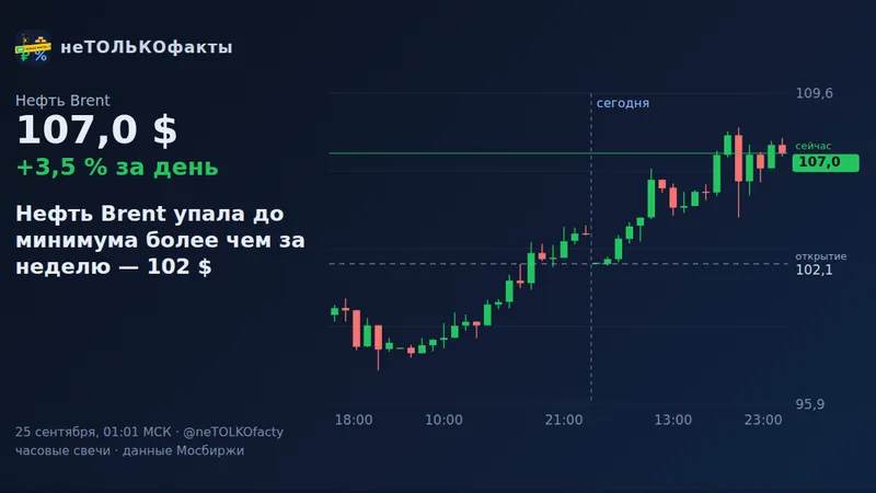 Нефть Brent упала до минимума более чем за неделю — 102 $