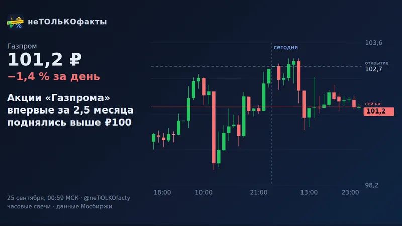 Акции «Газпрома» впервые за 2,5 месяца поднялись выше ₽100