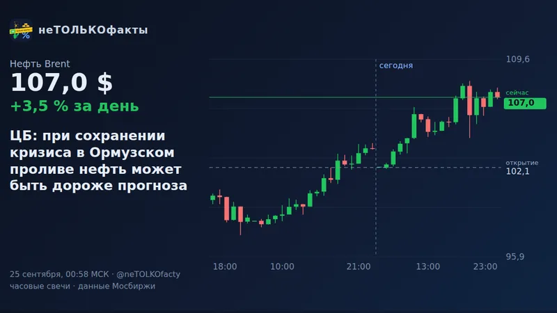 ЦБ: при сохранении кризиса в Ормузском проливе нефть может быть дороже прогноза