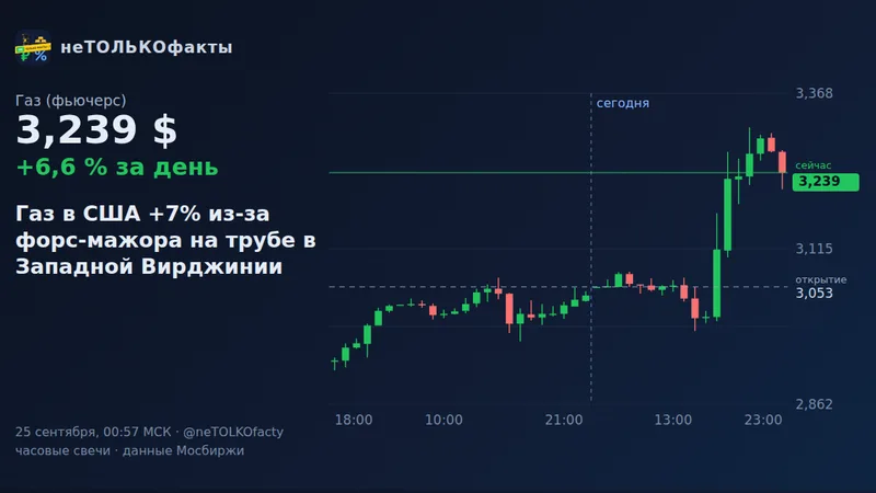 Газ в США +7% из-за форс-мажора на трубе в Западной Вирджинии