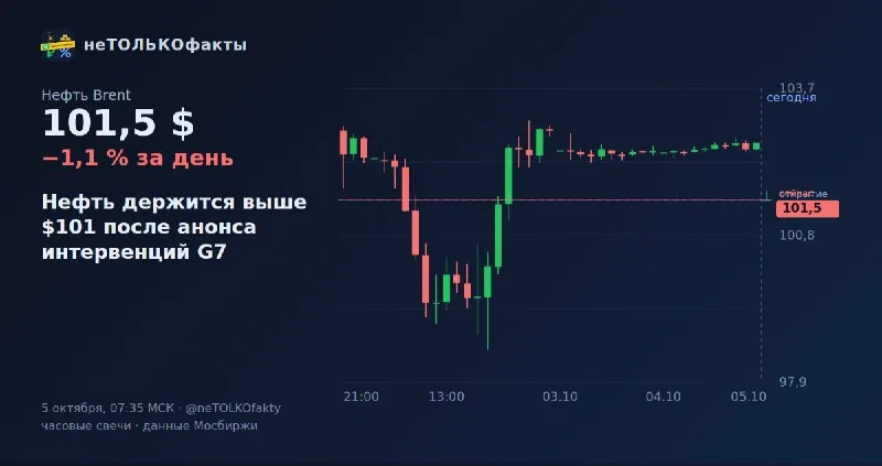Нефть держится выше $101 после анонса интервенций G7