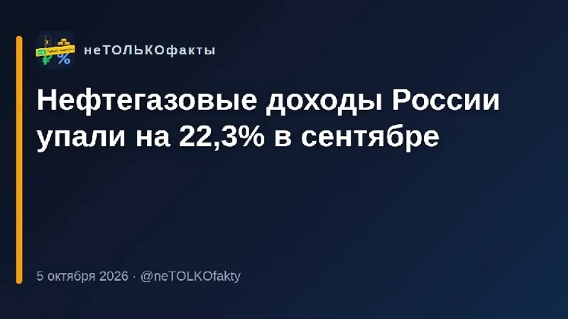 Нефтегазовые доходы России упали на 22,3% в сентябре