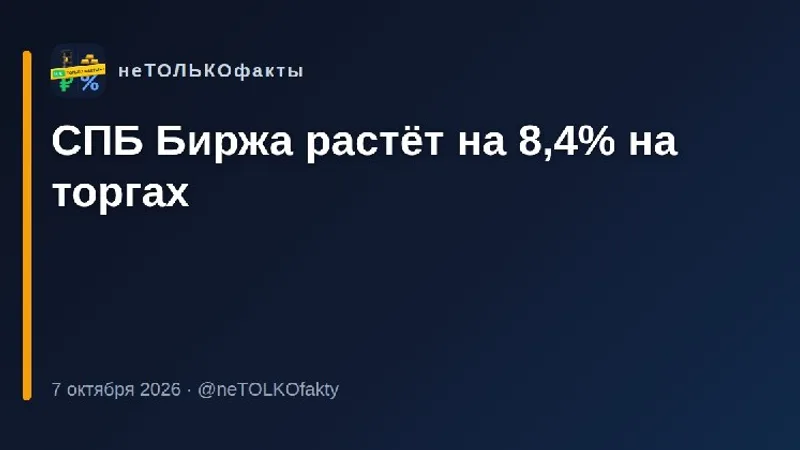 СПБ Биржа растёт на 8,4% на торгах