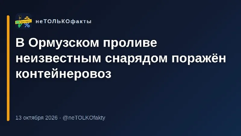 В Ормузском проливе неизвестным снарядом поражён контейнеровоз