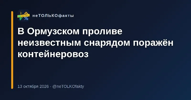 В Ормузском проливе неизвестным снарядом поражён контейнеровоз